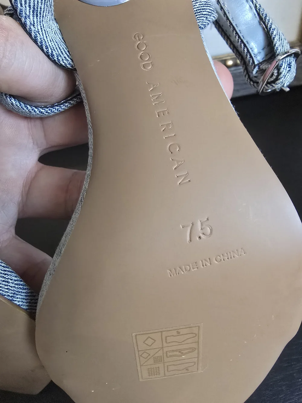 Good American Women's Denim Thong High Heel Sandals 7.5 - Picture 7 of 7